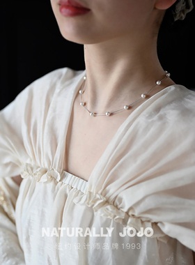 925银满天星人造珍珠项链女