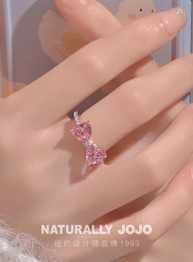 S925银可爱少女心蝴蝶结戒指女