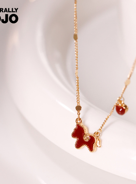 红色小马吊坠爱心项链女气质轻奢小众设计颈链本命年马年生肖配饰