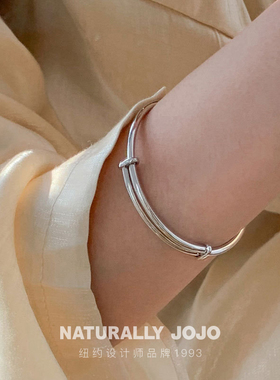 S925纯银光面抽拉式手镯女