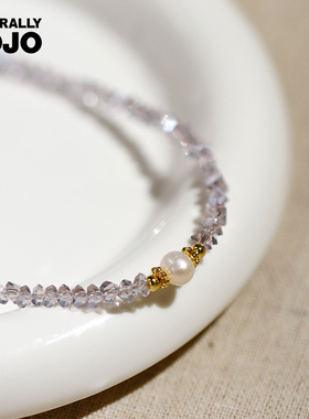 简约百搭紫色水晶淡水珍珠项链女生轻奢小众设计高级感精致锁骨链