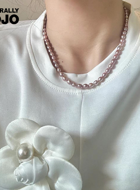 大气款米珠气质淡水珍珠项链女法式轻奢小众设计高级感气质锁骨链