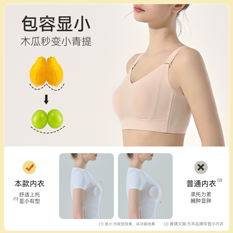 朵凡妮大胸显小胸内衣女收副乳防下垂聚拢无痕大码全罩杯薄款文胸 - 图1