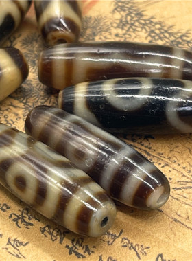 保真西藏天然玛瑙老天珠包浆牙黄