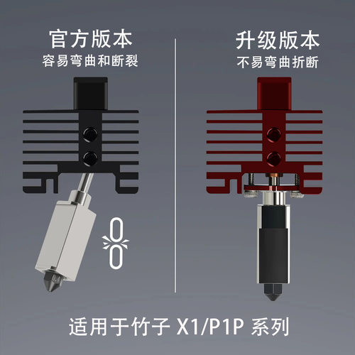 拓竹X1C/P1P/S挤出头2.0热端套件硬化钢可拆卸喷嘴3D打印机配件 - 图2