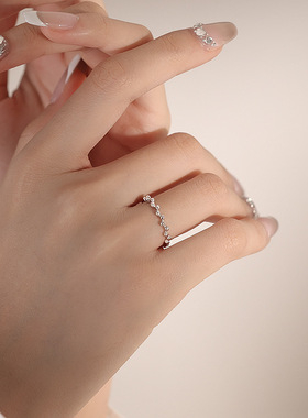 圆珠波浪戒指女轻奢小众设计感细款素圈指环简约夏季通勤尾戒网红