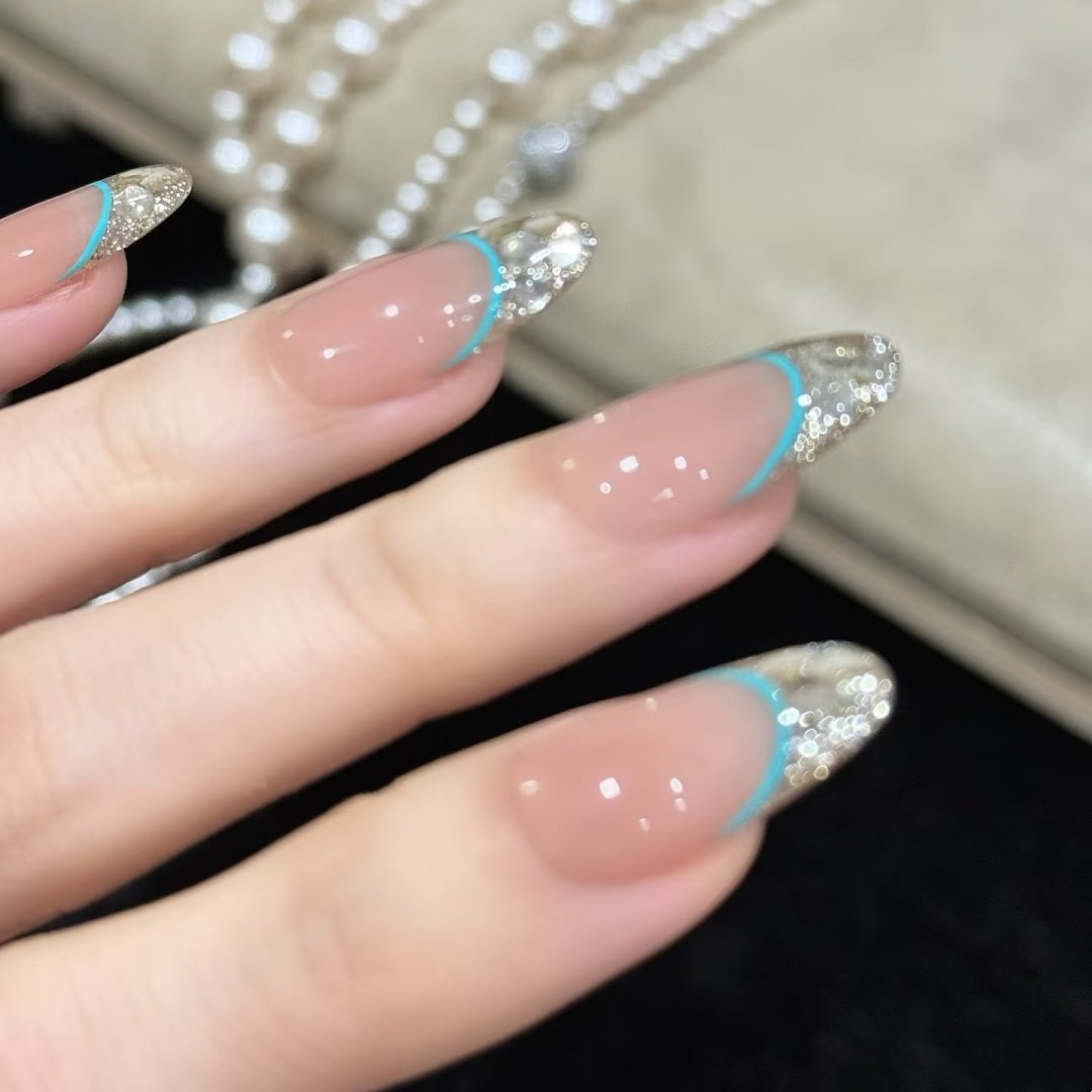 手工定制成品假指甲贴片显白可拆卸海盐薄荷爆闪美甲穿戴甲孕妇,淘宝优惠券,粉丝福利购,淘宝优惠卷
