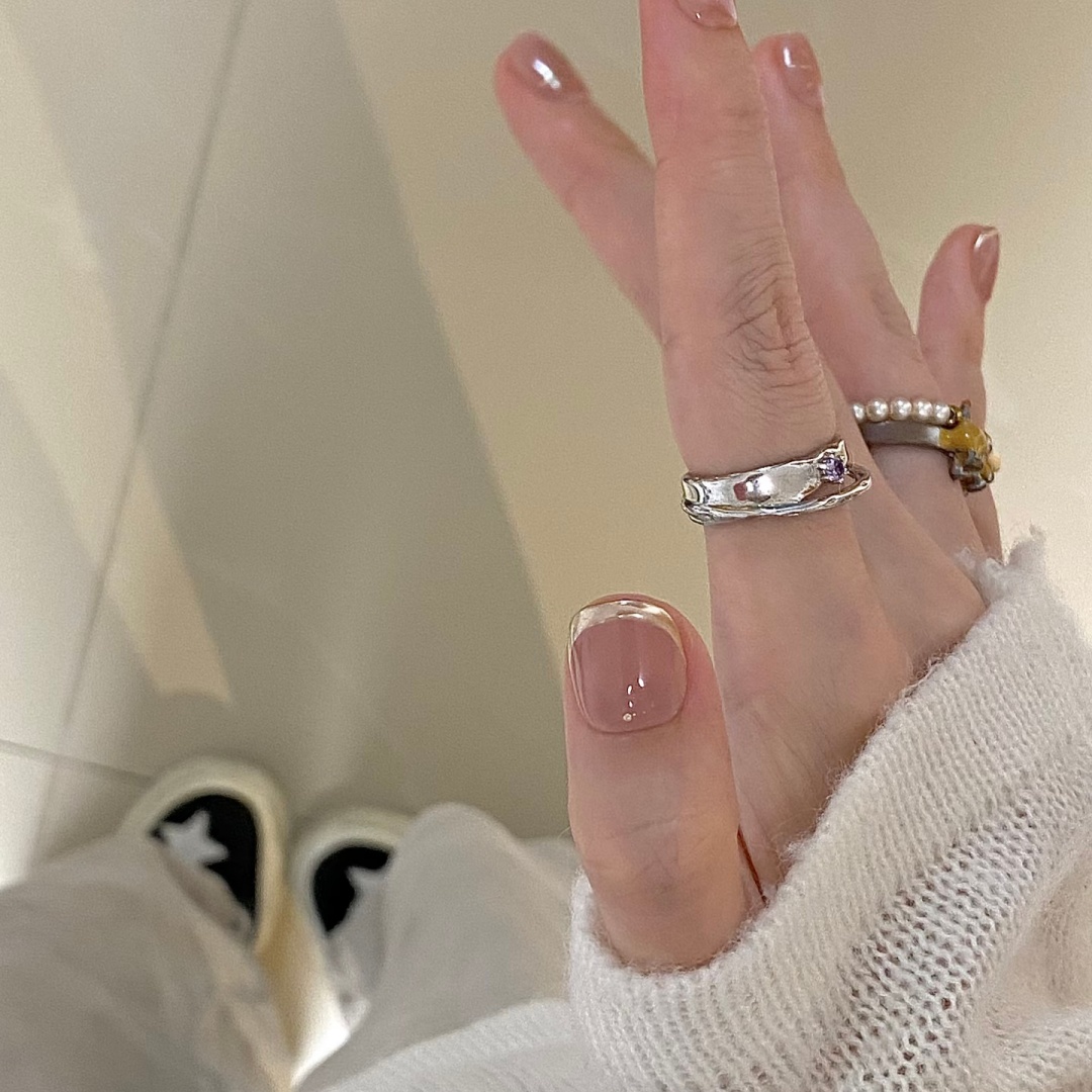 纯手工定制穿戴甲甜酷妹星星美甲贴片显白孕妇假指甲反复可拆卸 - 图0