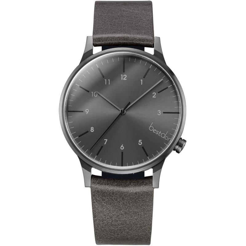 邦顿爆裂纹真皮带款男士超薄石英表 bestdon帝瑞国产腕表