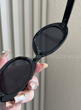 橘红色gm墨镜女复古椭圆形个性