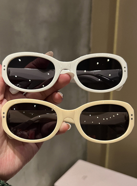 小框椭圆橙色墨镜女2024新款