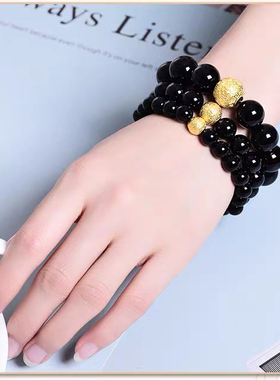 足金999六字真言珠铜钱珠子回纹祥云珠路路通男女情侣手串金珠子