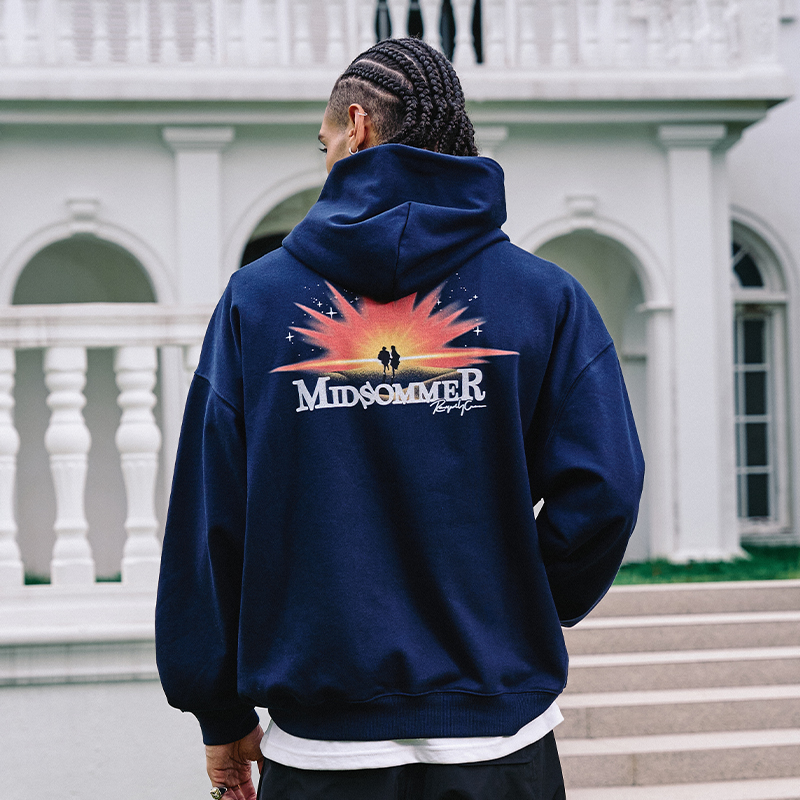 Remedy国潮秋冬款印花宽松帽衫外套美式潮牌休闲情侣连帽卫衣男女 - 图2