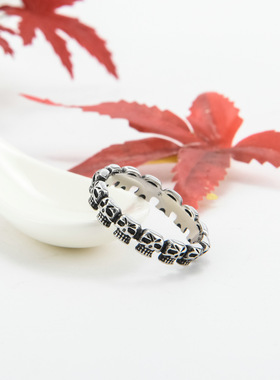 复古骷髅头钛钢洗水不掉色指环