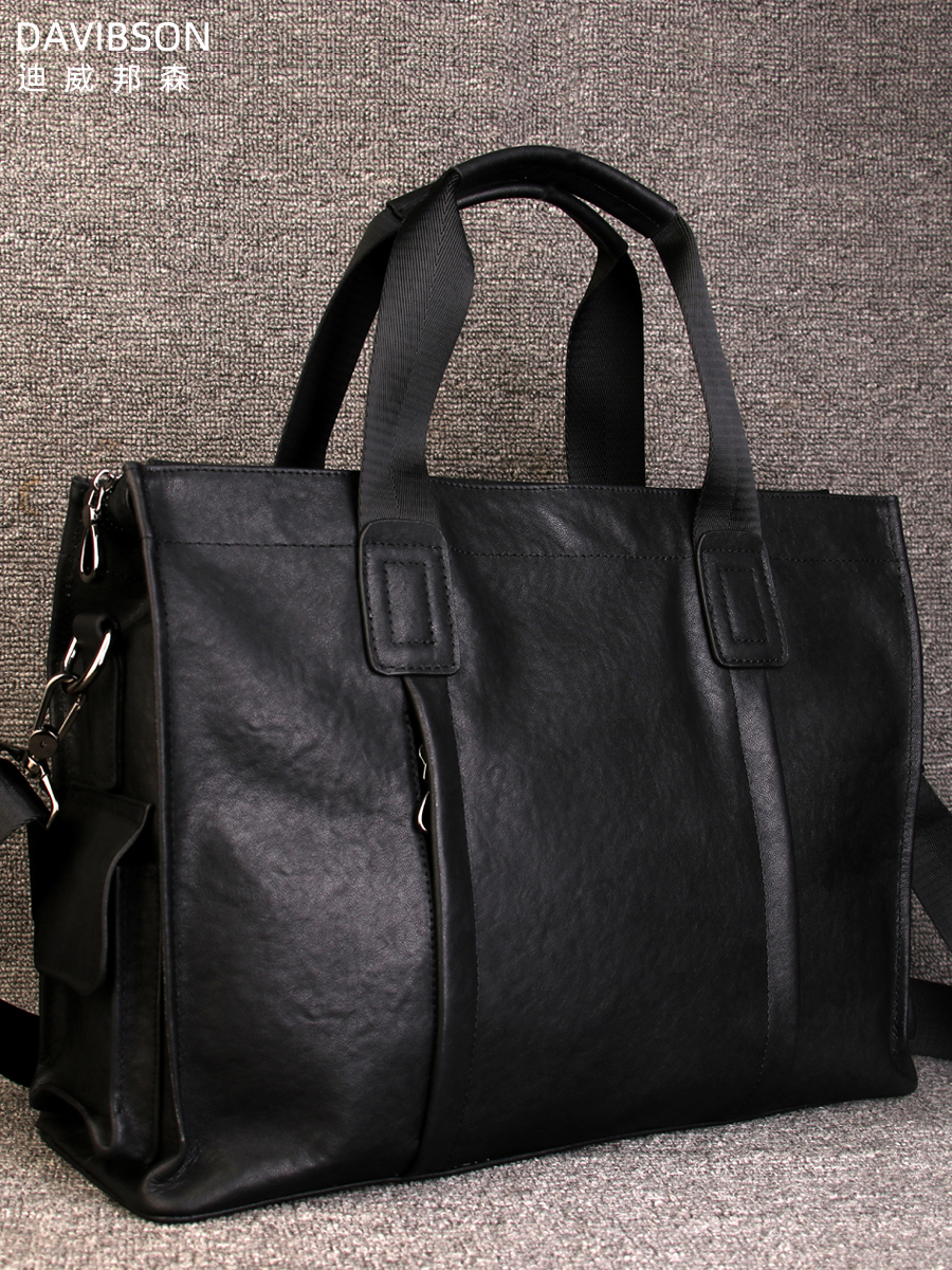 商务真皮牛皮包大容量出差斜挎包 迪威邦森男士包袋
