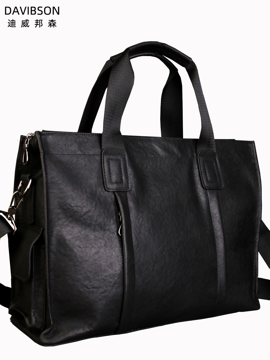 商务真皮牛皮包大容量出差斜挎包 迪威邦森男士包袋