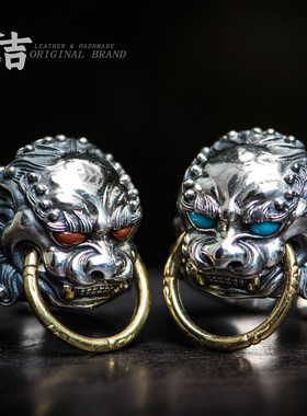 仓吉雕刻唐狮子复古风礼物银饰