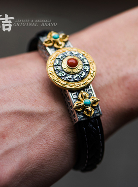 仓吉手工925银九宫转轮手镯