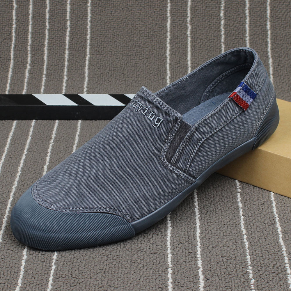 一步赢韩版潮低帮帆布鞋男鞋一脚蹬懒人鞋男百搭休闲板鞋男士布鞋,淘宝优惠券,粉丝福利购,淘宝优惠卷