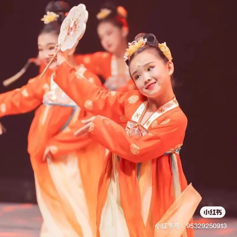 俏扇妆钿儿童古典舞蹈表演女童中国舞古风演出服唐装超仙飘逸襦裙,淘宝优惠券,粉丝福利购,淘宝优惠卷