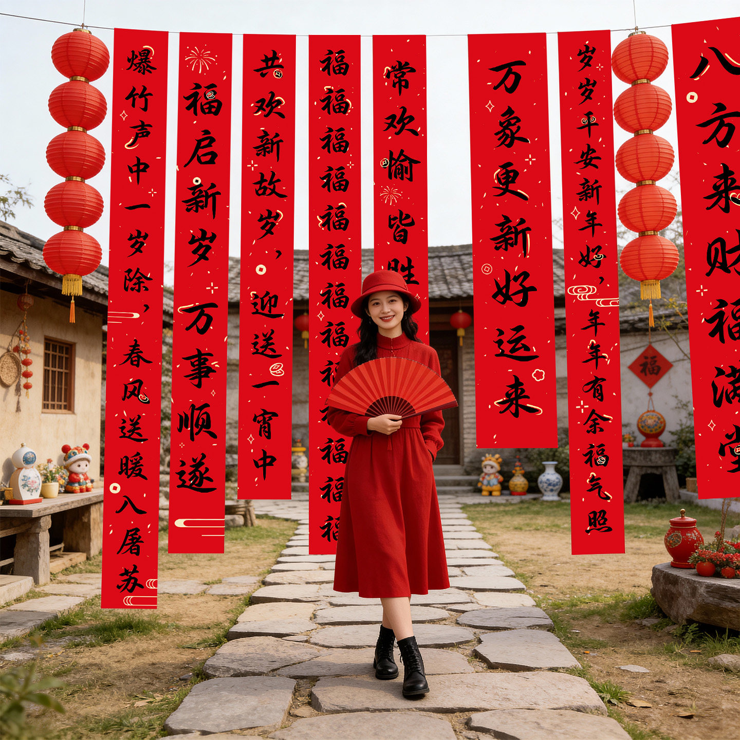 2026马年新年装饰条幅挂布店铺橱窗商场过年春节迎新氛围场景布置,淘宝优惠券,粉丝福利购,淘宝优惠卷