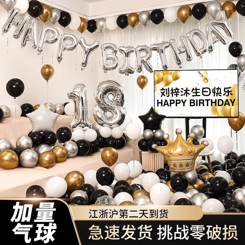 生日快乐气球派对18岁成人礼女孩男孩场景布置用品网红背景墙装饰,淘宝优惠券,粉丝福利购,淘宝优惠卷