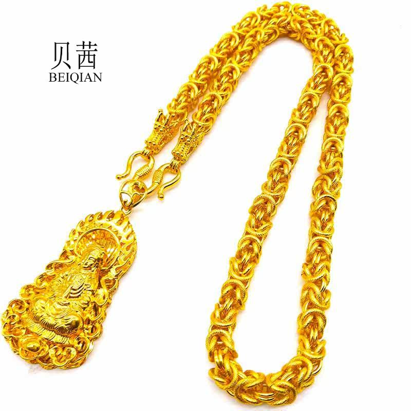bq精品纯金色久龙头男正宗泰金链子 贝茜项链