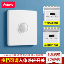 Type 86 light control body induction switch stairway stairway intelligent infrared sensor 220v gangway controller panel