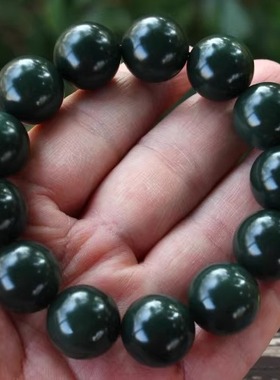 天然新疆和田玉塔青男士手链