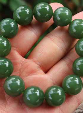 和田玉碧玉鸭蛋青手链