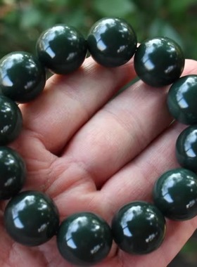 天然新疆和田玉塔青男士手链