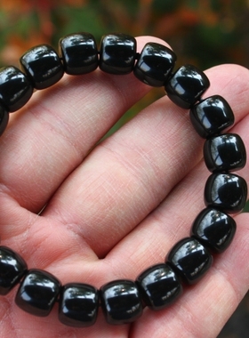 天然新疆和田玉墨玉籽料手链