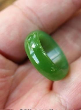 天然新疆和田玉碧玉戒指指环