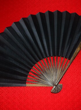夏日纳凉消暑黑纸扇黑绢扇七八九十寸折扇棕竹扇仿古扇红木扇子