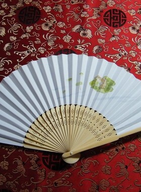 素面底花雅签扇子纸折扇 可当礼品题字祝原 四种图案DIY小礼品扇