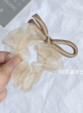 韩国进口 梦幻 网纱仙仙芭蕾缎面蝴蝶结 大肠发圈 头绳 发绳 小号