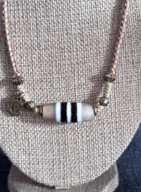 原创设计 精台奶白三色线珠五线珠藏式手编挂绳锁骨链项链脖挂