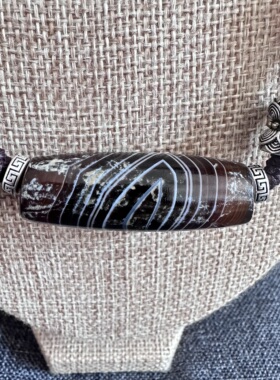 原创设计 藏系金沁奶皮老缠丝玛瑙天珠锁骨项链佛眼打莹光姜黄皮