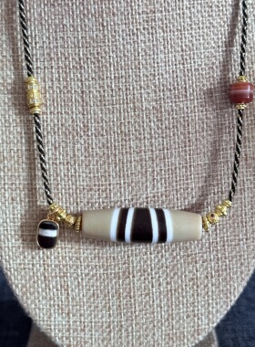 原创设计 台珠奶白线珠七线珠三色线珠天珠玛瑙藏式锁骨链项链