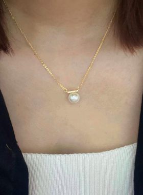 优雅高级时尚纯银镶锆石珍珠项链