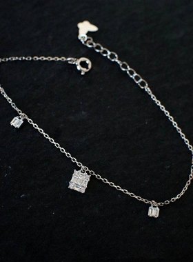 精致方糖坠手链超闪时尚银饰叠戴