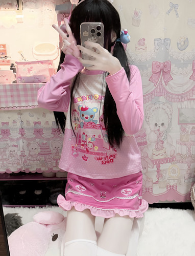 RichGirl少女复刻mp日系童趣甜美可爱软妹卡通长袖印花T恤 - 图1