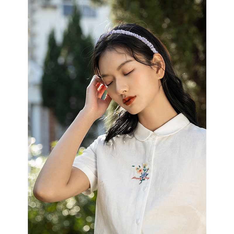 茵曼短袖女夏装2022新款经典衬衣 茵曼慢生活衬衫