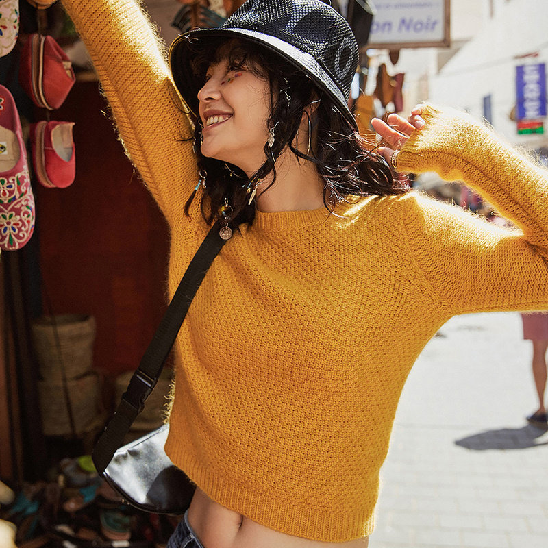 裂帛白色长袖2020年春装新款女毛衣 裂帛立天毛衣