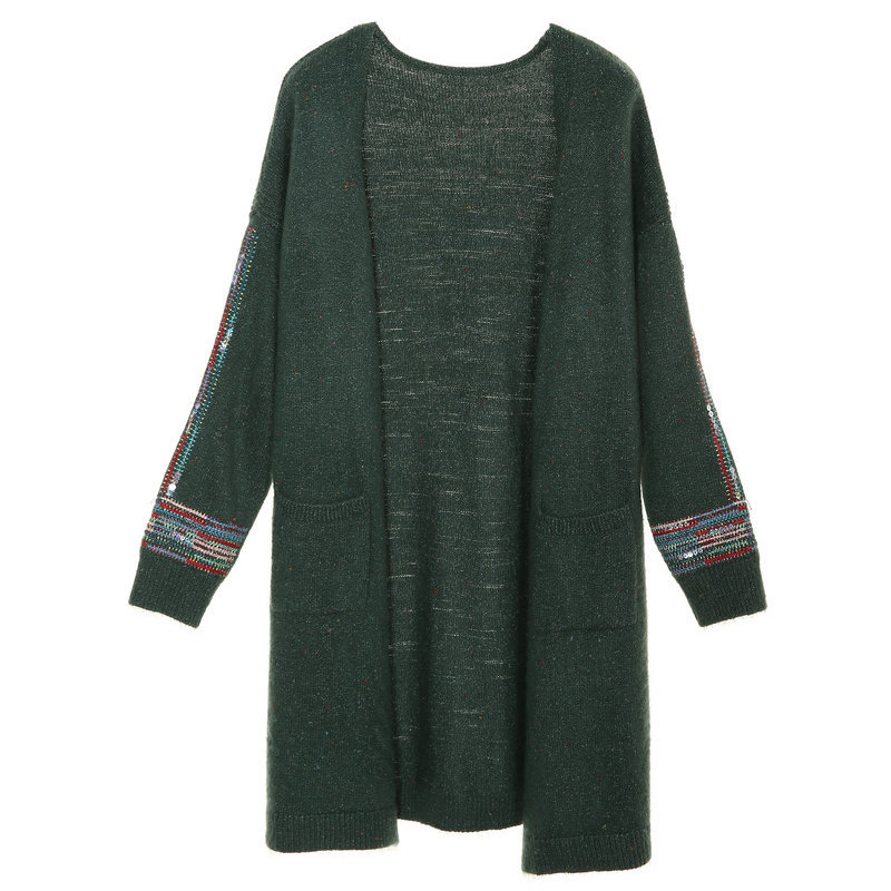 裂帛中长款2020春季新款刺绣开衫 裂帛立天毛针织衫