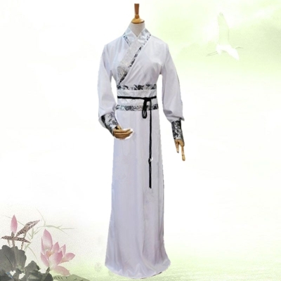 蜜糖依恋旗舰店古装男演出服古代头饰服装2018新款女汉服白色侠客唐朝大侠侍卫服2