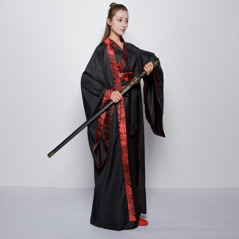 蜜糖依恋旗舰店直裾深衣古装演出服装男士黑色汉服直裾大氅深衣影楼古代华服唐装2