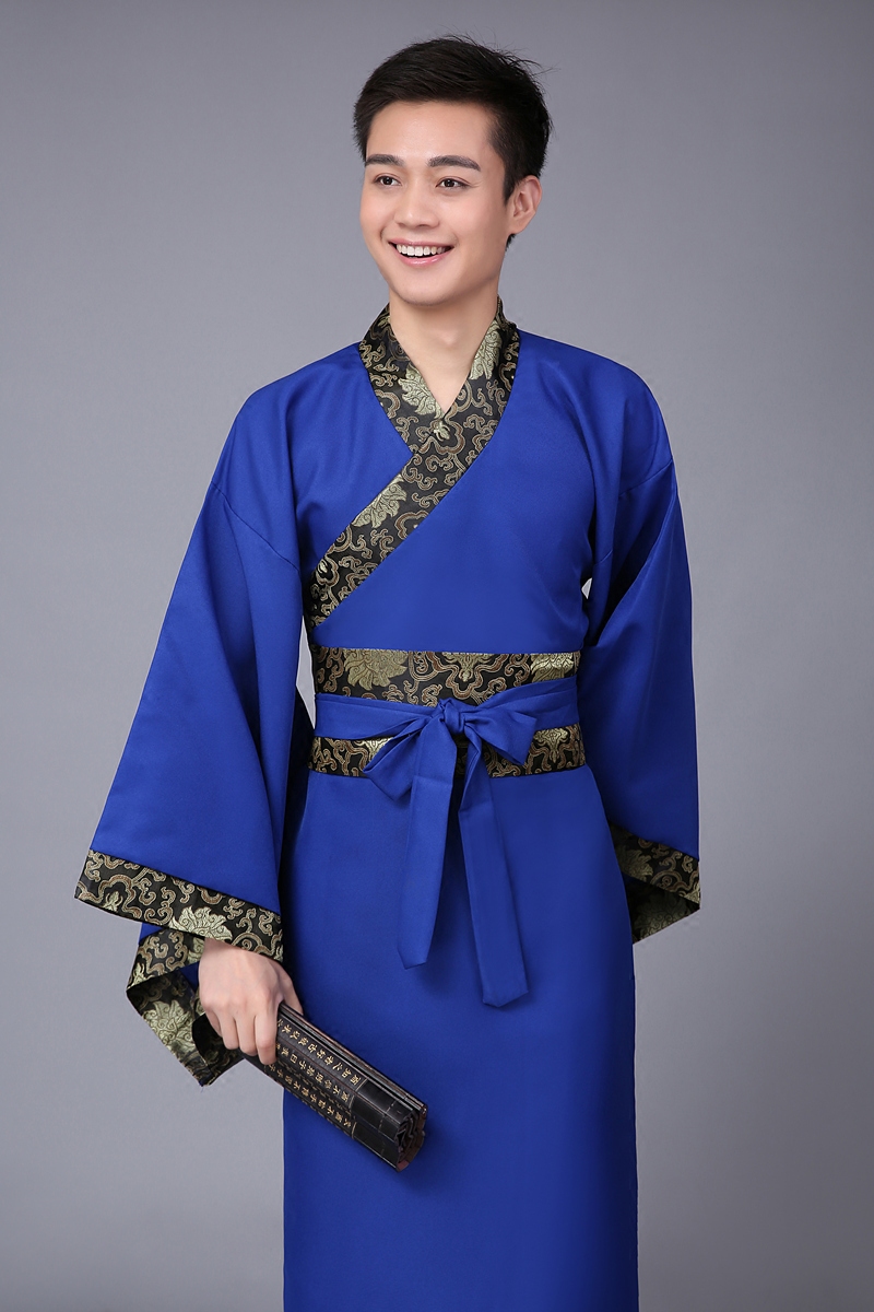 蜜糖依恋旗舰店男士黑色汉服直裾深衣 华服唐装古装古代服装汉服男男士曲裾书生3