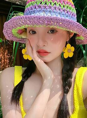 海边度假风黄色花朵耳环耳钉设计感小众高级耳坠独特漂亮耳钉耳饰