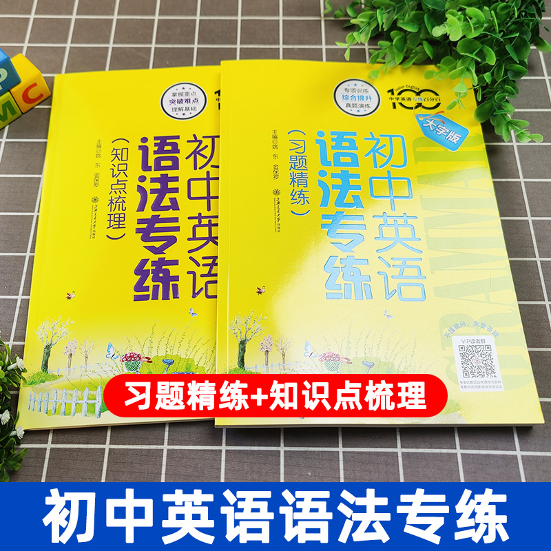 初中英语语法专练第五版中学英语专练百分百初一二三语法专项训练题中考英语精讲精练全解复习知识清单初中英语语法大全辅导书 - 图0